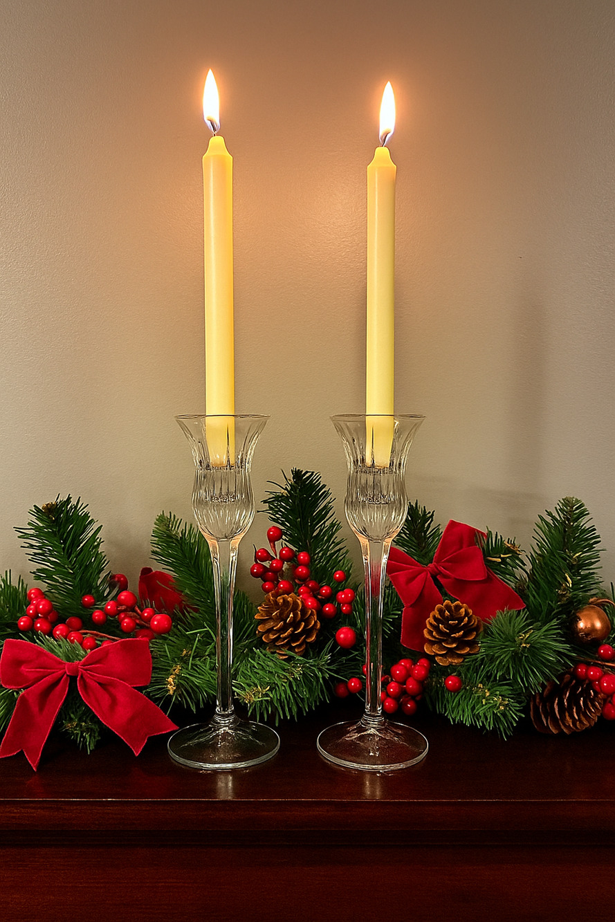 Mikasa Icicles Crystal Candle Holders 7.75" Pair Made In Germany Elegant Holiday